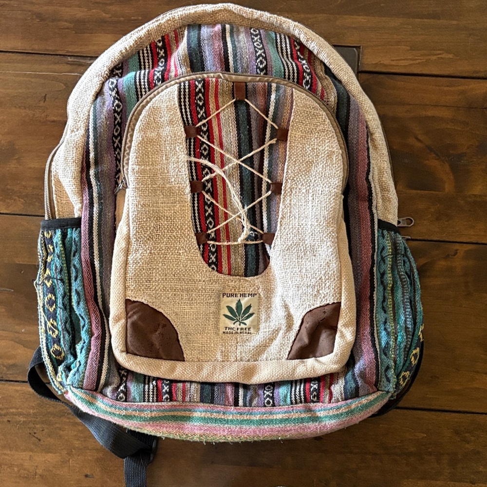 Bohemian Multicolor Pure Hemp Backpack